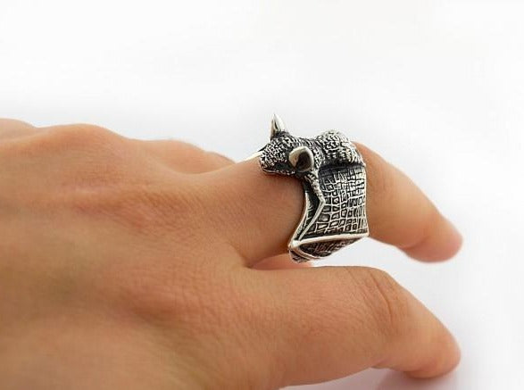 {{jewelry_for_geeks}} - {{ GameFanCraft}} Ring Silver Gothic Bat Ring