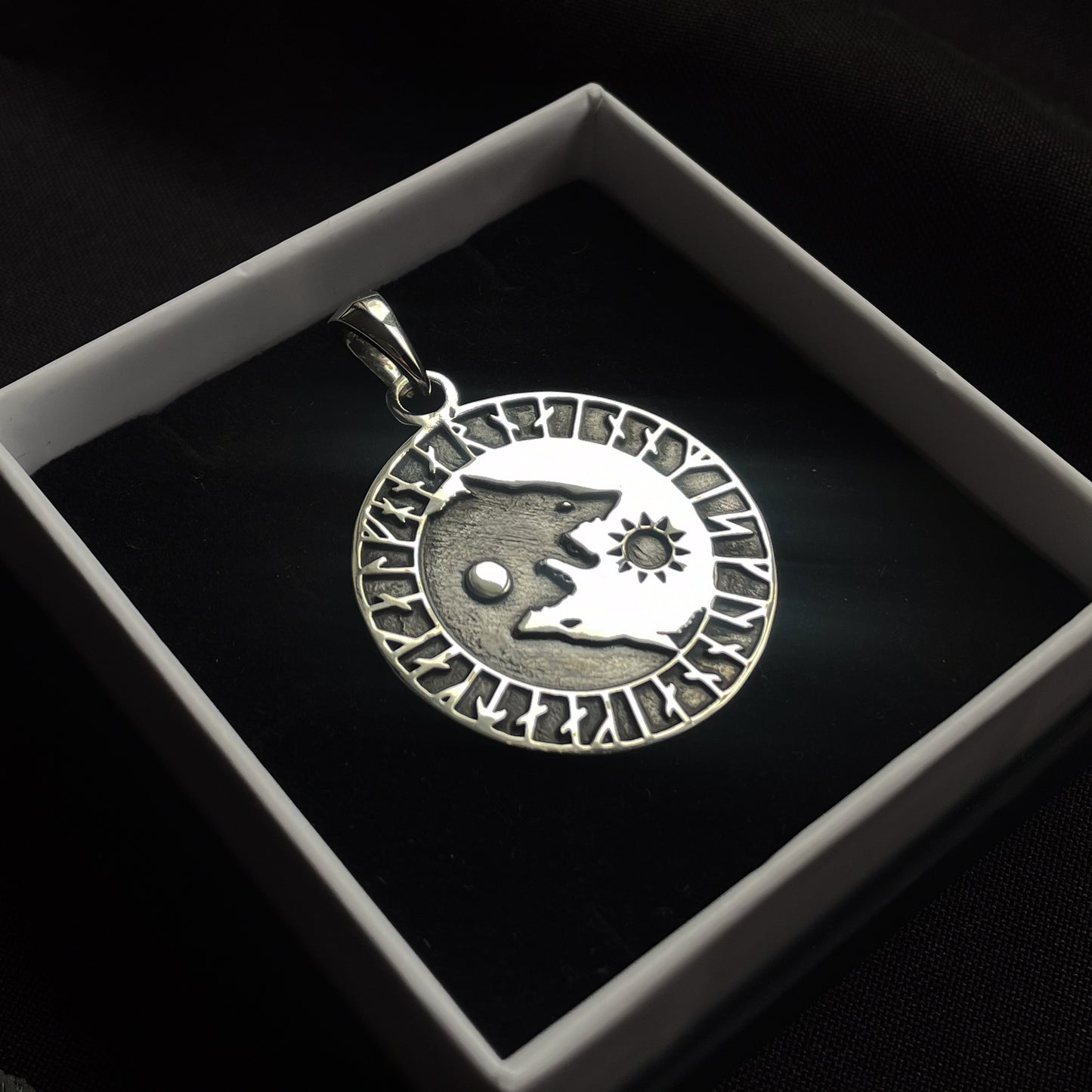 Sterling Silver Scandinavian Wolves Pendant
