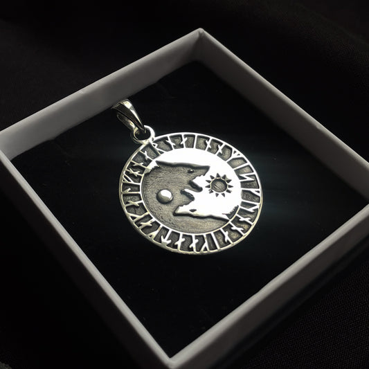 Sterling Silver Scandinavian Wolves Pendant