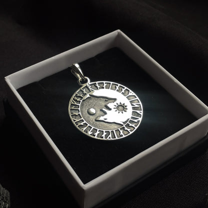 Sterling Silver Scandinavian Wolves Pendant