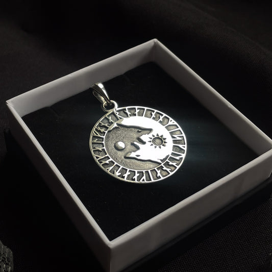Sterling Silver Scandinavian Wolves Pendant