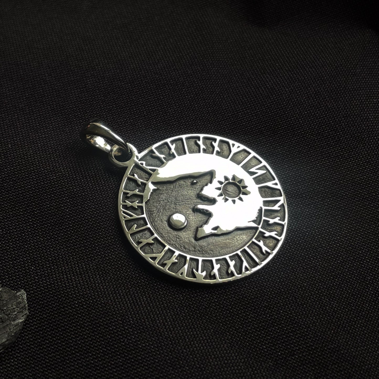 Sterling Silver Scandinavian Wolves Pendant