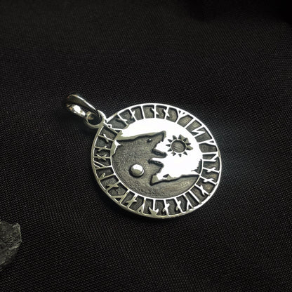 Sterling Silver Scandinavian Wolves Pendant