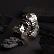 Sterling silver gas mask skull ring