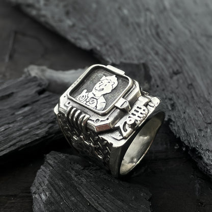 Sterling silver Pip-Boy ring