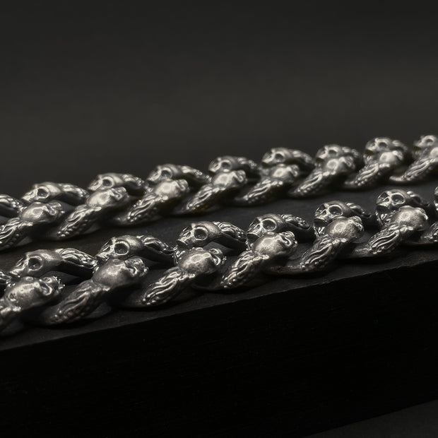 Biker silver skull chain