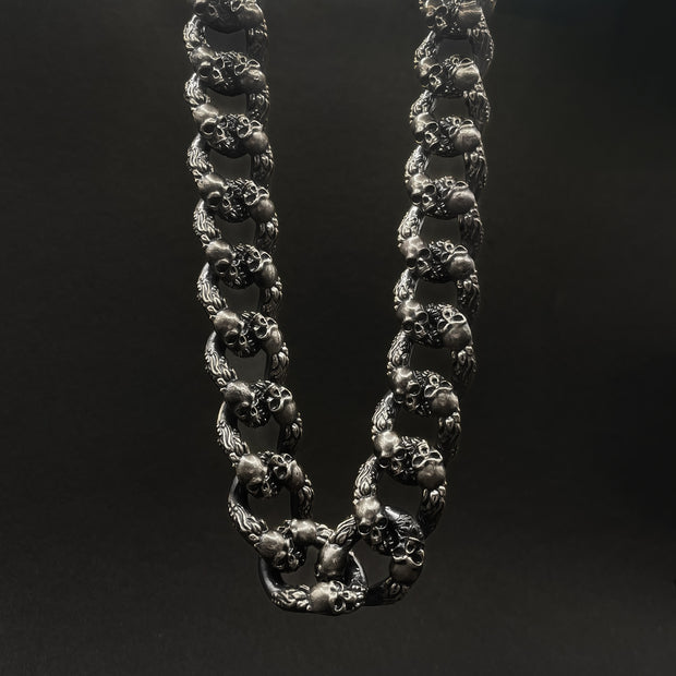 Biker silver skull chain