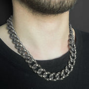 Biker silver skull chain