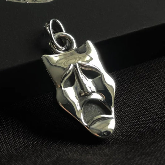 Sterling Silver Theatre Tragedy Mask Pendant