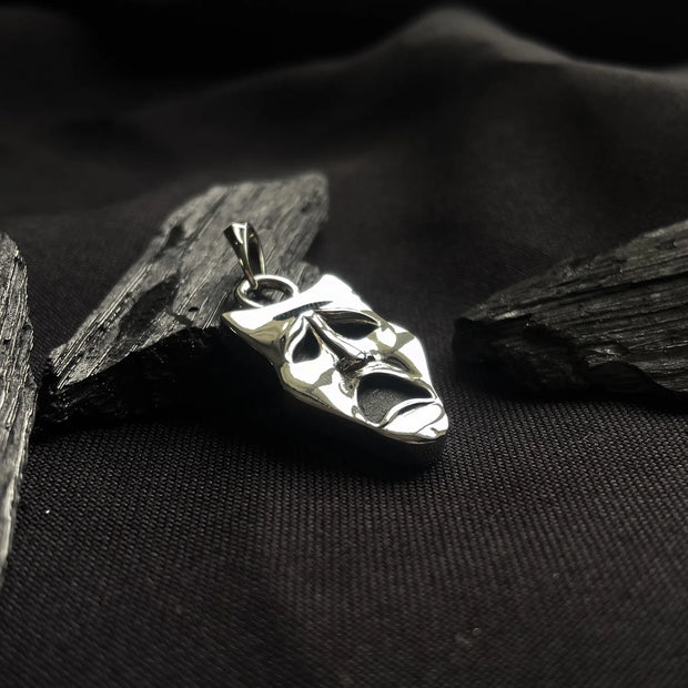 Sterling Silver Theatre Tragedy Mask Pendant
