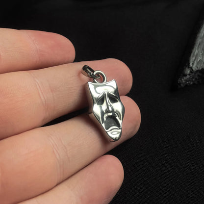 Sterling Silver Theatre Tragedy Mask Pendant