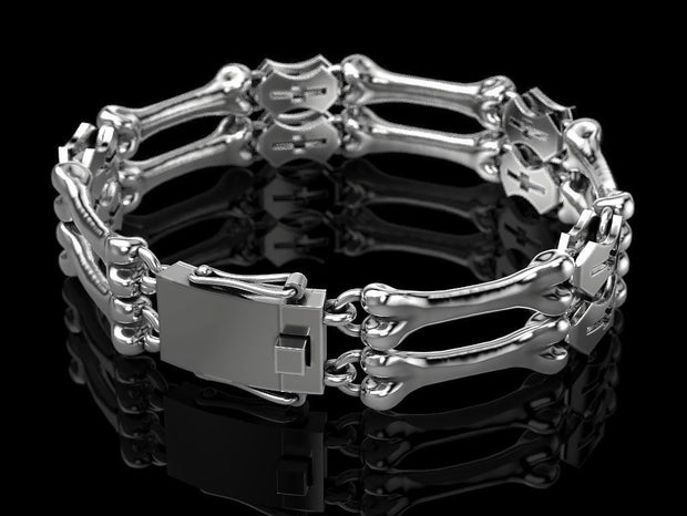 Gothic style Sterling Silver Bone Bracelet