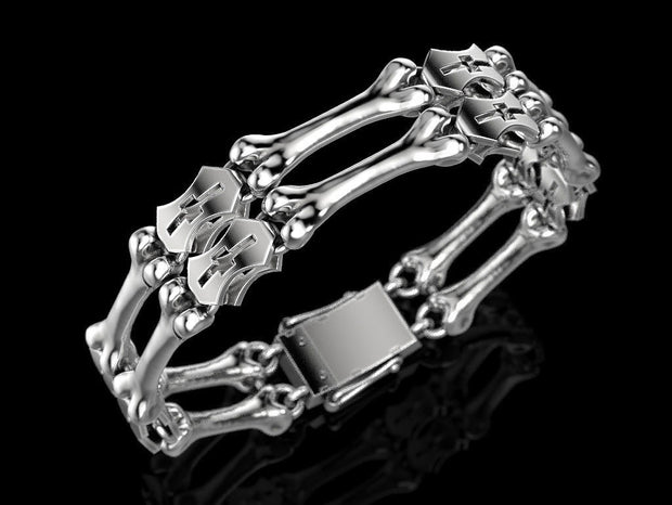 Gothic style Sterling Silver Bone Bracelet