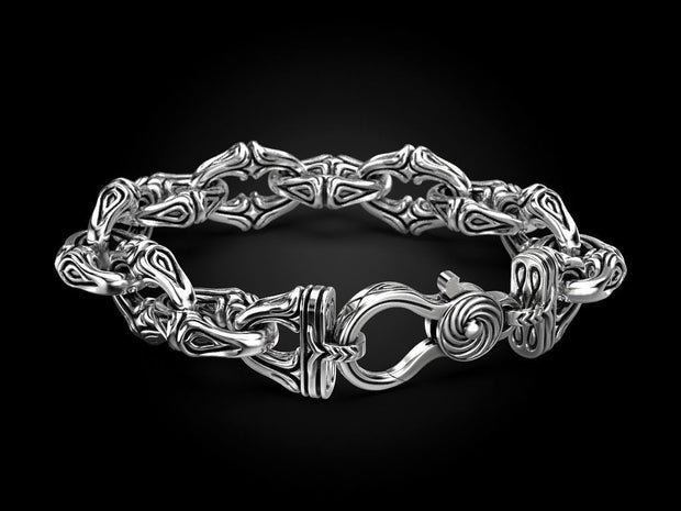 Biker style brutal gothic silver bracelet