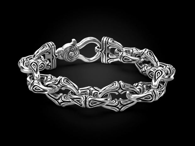 Biker style brutal gothic silver bracelet