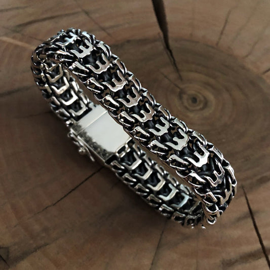 Sterling silver "Ukrainian trident" bracelet