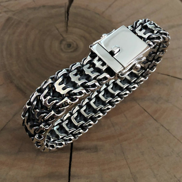Sterling silver "Ukrainian trident" bracelet