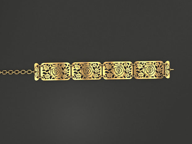 Plate bracelet with roses