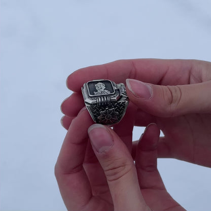 Sterling silver Pip-Boy ring