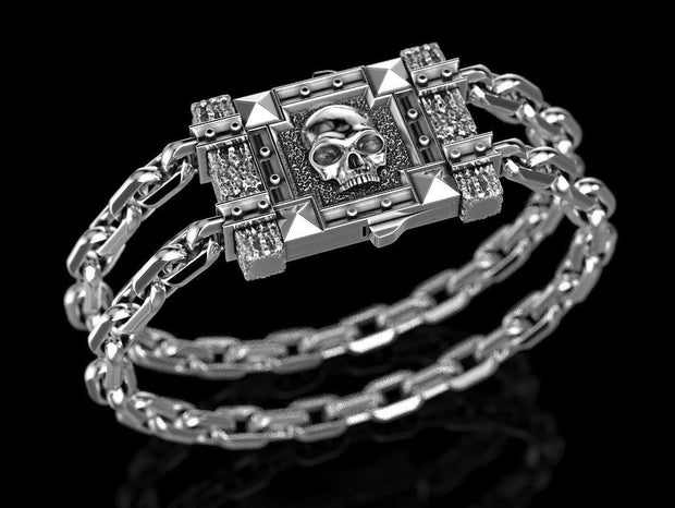 Gothic style Sterling Silver Skull Bracelet