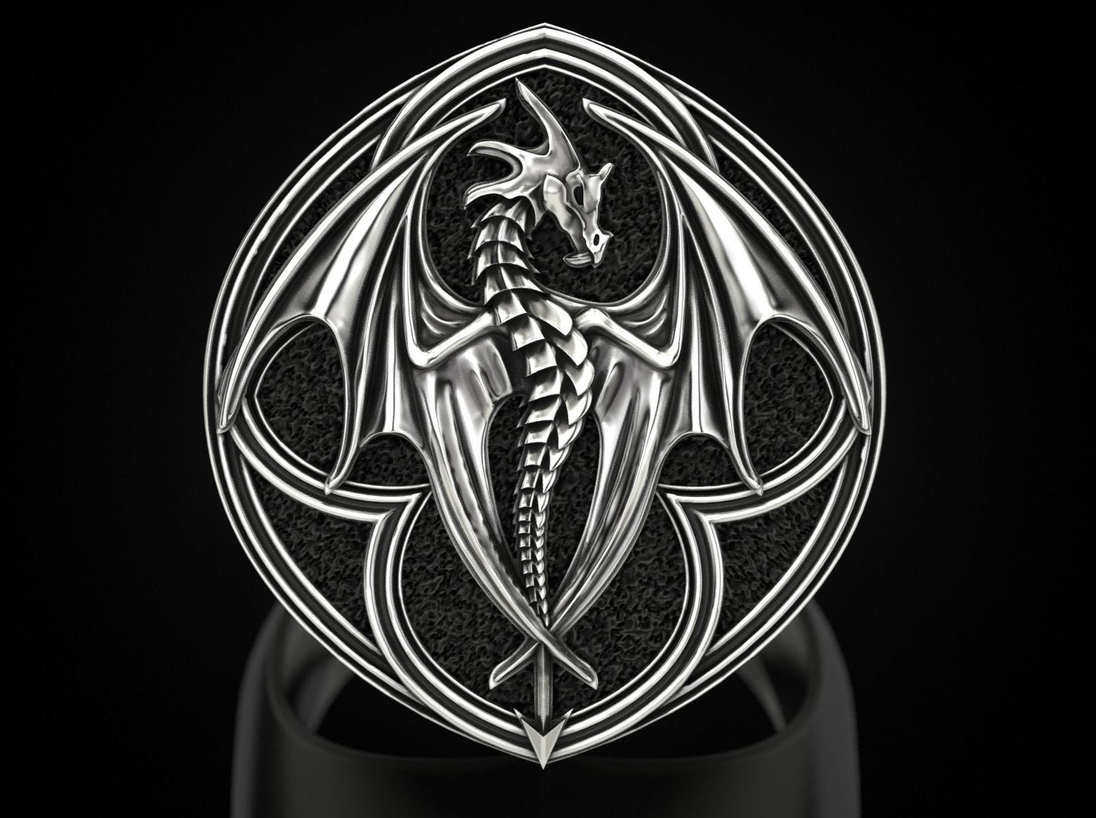 {{jewelry_for_geeks}} - {{ GameFanCraft}} Jewelry Silver Flying Fire Dragon chunky ring