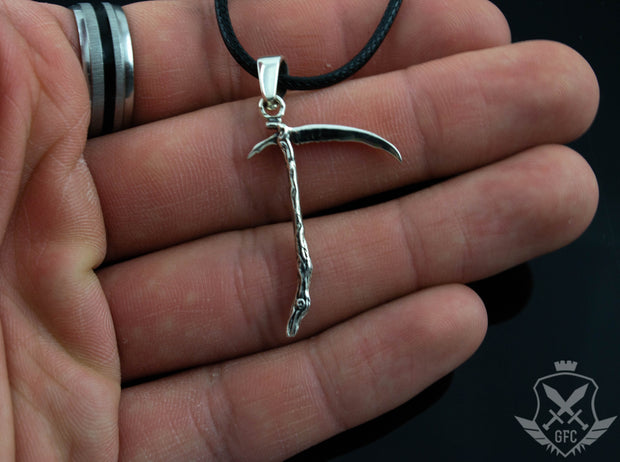 {{jewelry_for_geeks}} - {{ GameFanCraft}} Pendant Silver Gothic Scythe Necklace