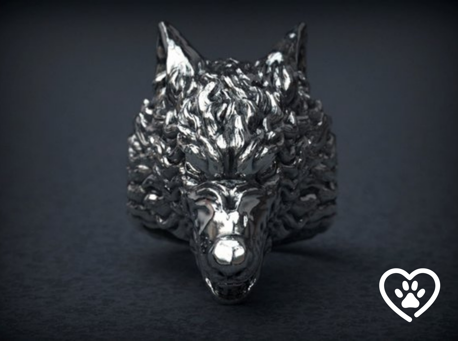 {{jewelry_for_geeks}} - {{ GameFanCraft}} Ring Silver Wolf Head Ring