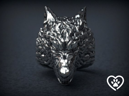 {{jewelry_for_geeks}} - {{ GameFanCraft}} Ring Silver Wolf Head Ring
