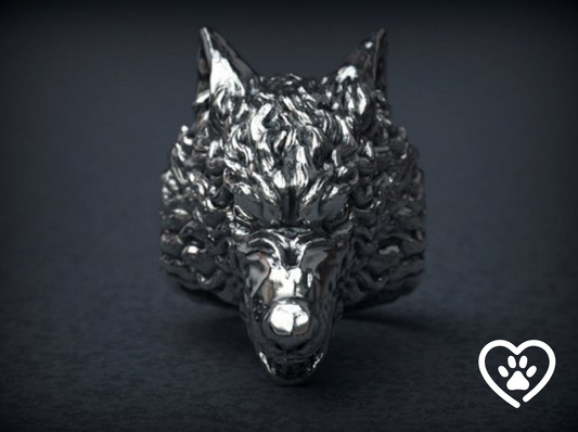 {{jewelry_for_geeks}} - {{ GameFanCraft}} Ring Silver Wolf Head Ring