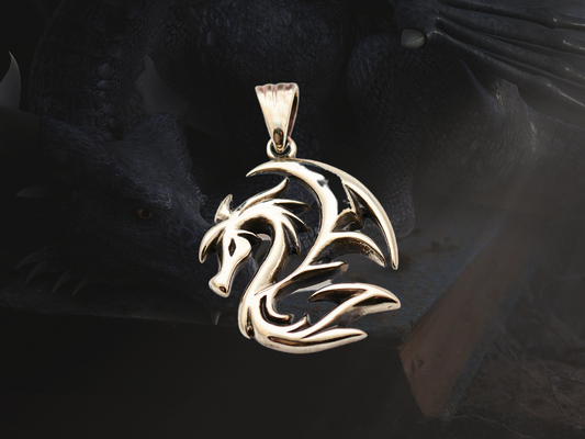 {{jewelry_for_geeks}} - {{ GameFanCraft}} Pendant Silver Fantasy Chinese Dragon Pendant