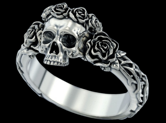 {{jewelry_for_geeks}} - {{ GameFanCraft}} Ring Silver Mexican Skull Ring