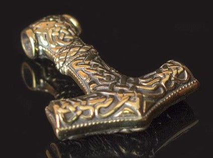 {{jewelry_for_geeks}} - {{ GameFanCraft}} Pendant Brass Thor's Hammer (Mjolnir) Pendant