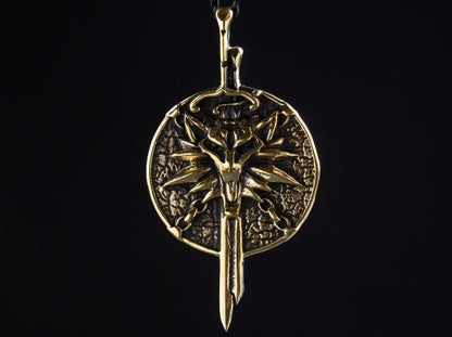 {{jewelry_for_geeks}} - {{ GameFanCraft}} Pendant Silver Witcher Wolf Head Pendant with Swords
