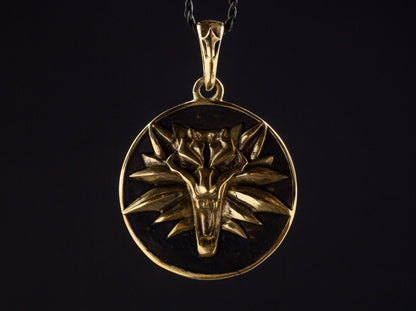 {{jewelry_for_geeks}} - {{ GameFanCraft}} Pendant Brass Witcher Wolf head medallion