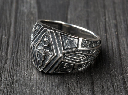 {{jewelry_for_geeks}} - {{ GameFanCraft}} Ring Silver Elder Scrolls Imperial Dragon ring with runes