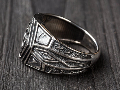{{jewelry_for_geeks}} - {{ GameFanCraft}} Ring Silver Elder Scrolls Imperial Dragon ring with runes