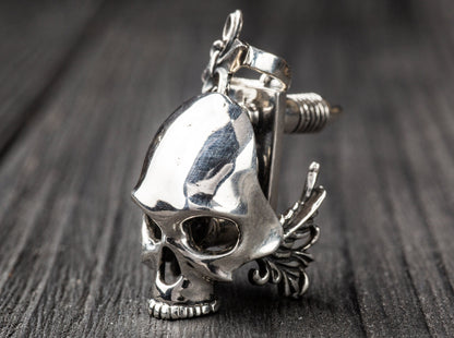 {{jewelry_for_geeks}} - {{ GameFanCraft}} Pendant Silver Tattoo Machine pendant