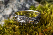 {{jewelry_for_geeks}} - {{ GameFanCraft}} Ring Silver Sleeping Wolf band ring, animal design jewelry