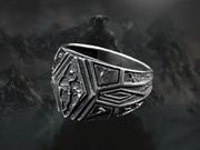 {{jewelry_for_geeks}} - {{ GameFanCraft}} Ring Silver Elder Scrolls Imperial Dragon ring with runes
