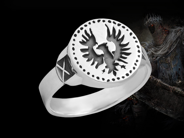 {{jewelry_for_geeks}} - {{ GameFanCraft}} Ring Silver Dark Souls Hawk Ring