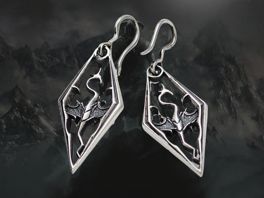 {{jewelry_for_geeks}} - {{ GameFanCraft}} Earrings Silver Elder Scrolls Imperial Dragon earrings