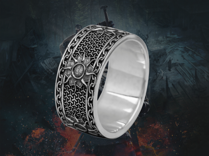 {{jewelry_for_geeks}} - {{ GameFanCraft}} Ring Silver Nilfgaard Sun Ring from the Witcher World