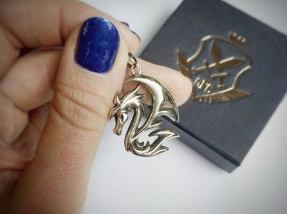 {{jewelry_for_geeks}} - {{ GameFanCraft}} Pendant Silver Fantasy Chinese Dragon Pendant