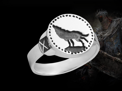 {{jewelry_for_geeks}} - {{ GameFanCraft}} Ring Silver Dark Souls Wolf Ring