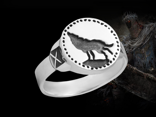 {{jewelry_for_geeks}} - {{ GameFanCraft}} Ring Silver Dark Souls Wolf Ring
