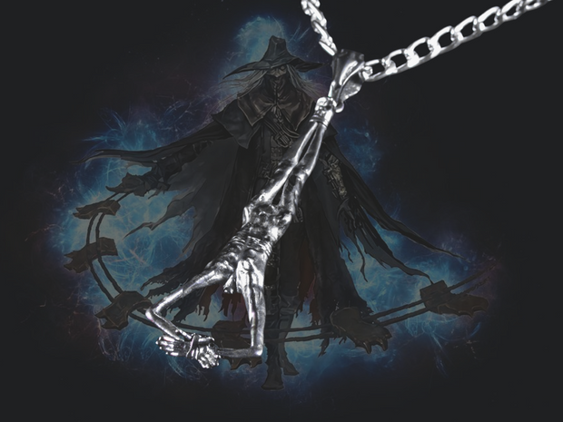 {{jewelry_for_geeks}} - {{ GameFanCraft}} Pendant Silver Bloodborne Hanged Man Hunter's Mark Necklace