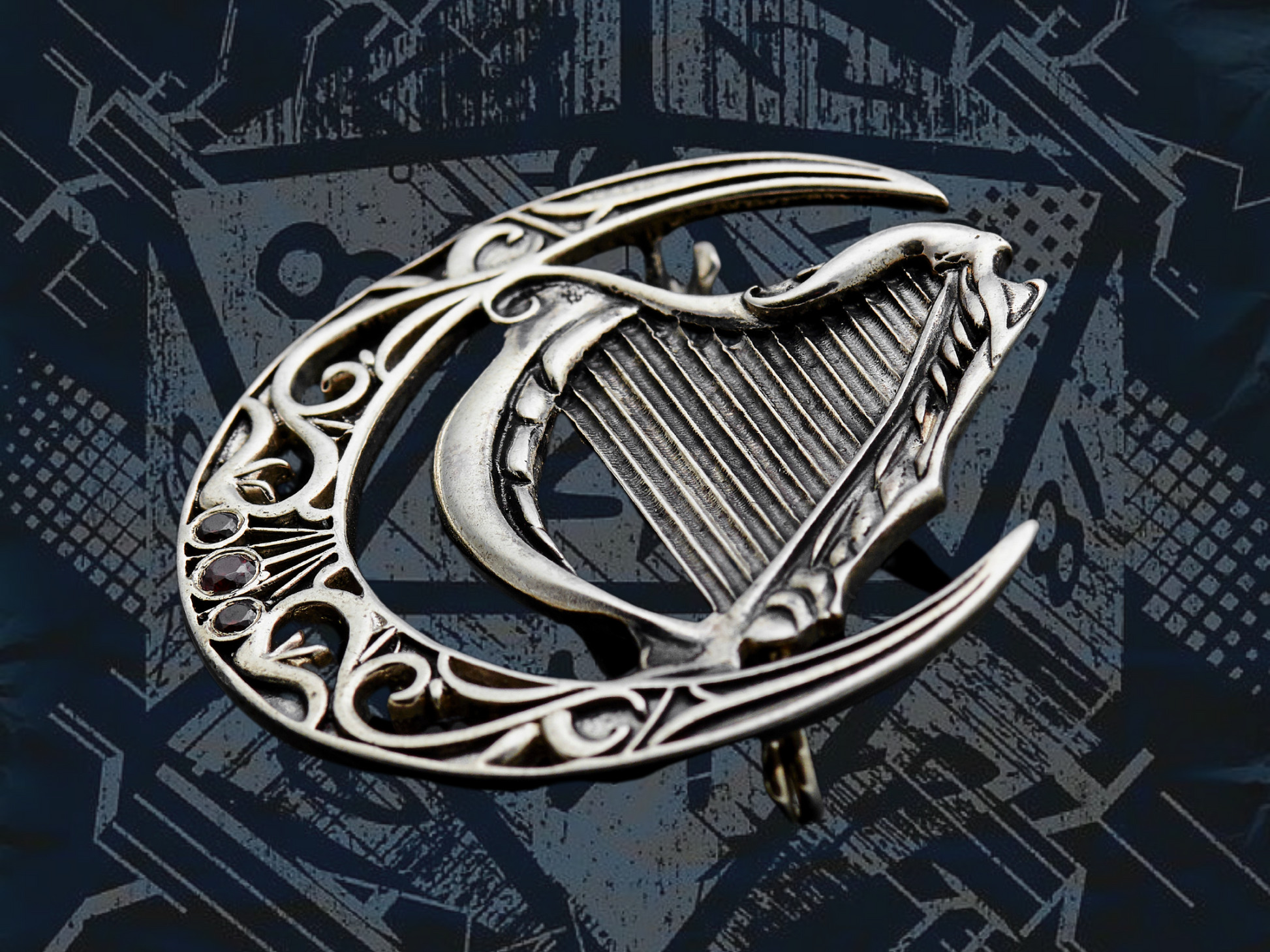 {{jewelry_for_geeks}} - {{ GameFanCraft}} Pin Silver DnD Faerun harpers pin forgotten realms