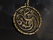 {{jewelry_for_geeks}} - {{ GameFanCraft}} Pendant Brass House Targaryen Dragon Pendant