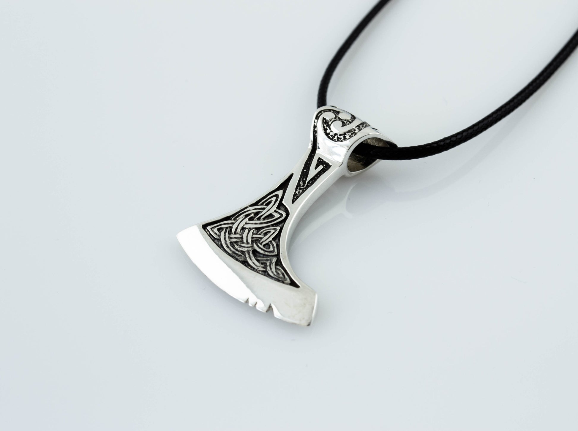{{jewelry_for_geeks}} - {{ GameFanCraft}} Pendant Silver Viking pendant battle Axe, Celtic pattern jewelry, Scandinavian triskele pendant