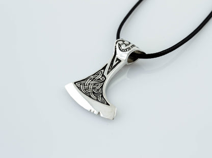 {{jewelry_for_geeks}} - {{ GameFanCraft}} Pendant Silver Viking pendant battle Axe, Celtic pattern jewelry, Scandinavian triskele pendant